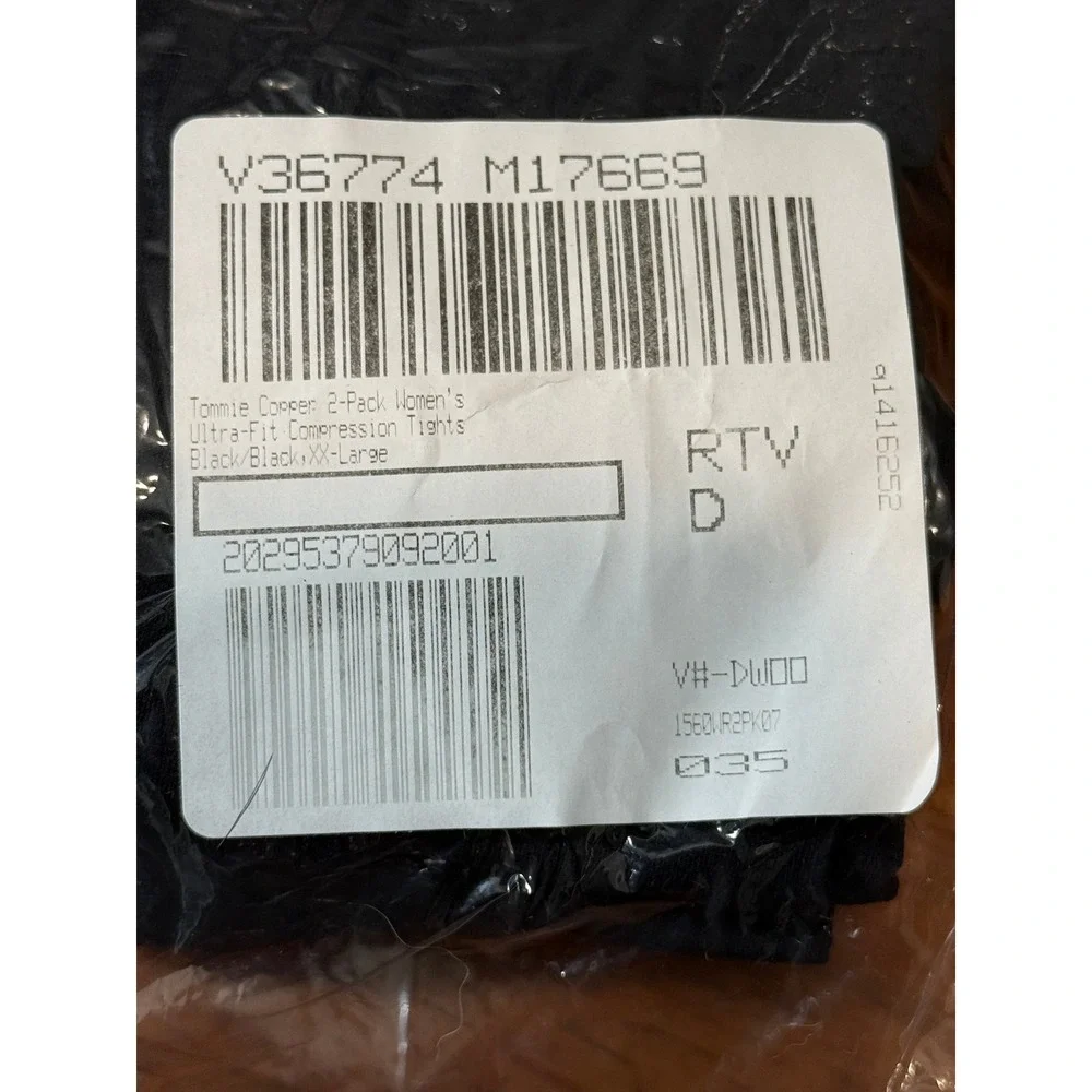 NWT Tommie‎ Copper 2-Pack Womens Ultra-Fit Compression Tights Black XX-Large 2XL